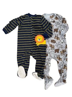 2 Pack— Striped Navy & Olive & Woodland Animal Print